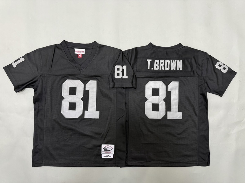 Youth Oakland Raiders #81 T.Brown Black Throwback Limited Nike NFL Jersey 01